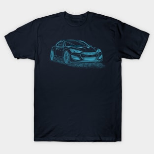 Hyundai Genesis Coupe Lineart Blueprint T-Shirt